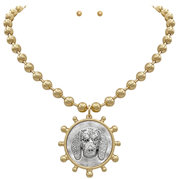 Smokey Hound Dog Coin Necklace Set - Picture 2 of 2